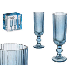 FLUTE CHAMPANHE 160ML AZUL ESCURO RISCAS