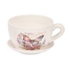 MACETERO CERAMICA TAZA PLATO MARIPOSA FLORES