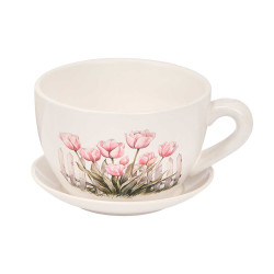 MACETERO CERAMICA TAZA PLATO VALLA FLORES