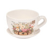 CERAMIC PLANTER CUP SAUCER SUITCASE FLOWERS
