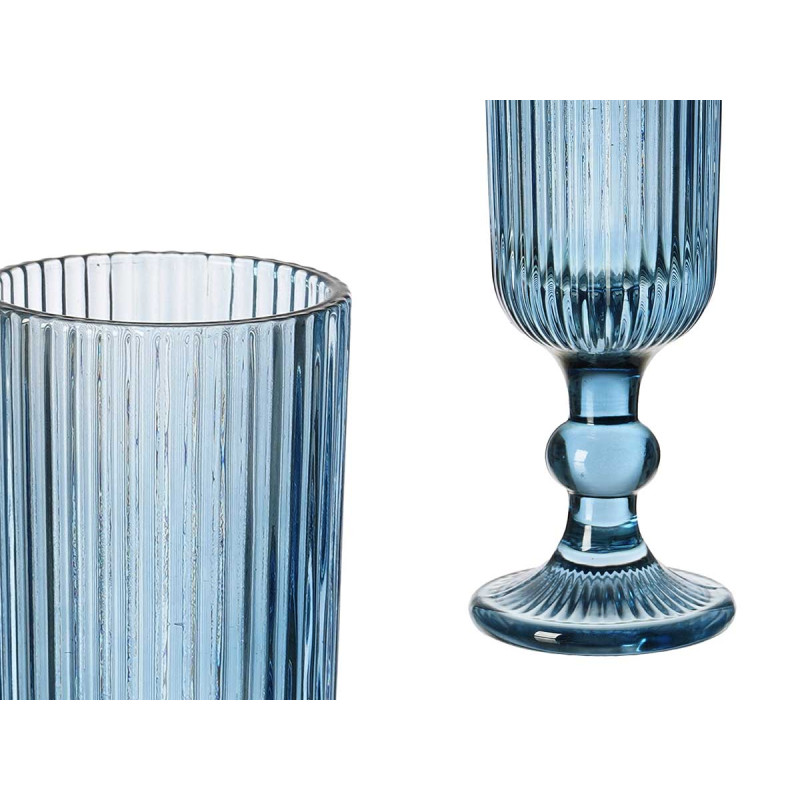 FLUTE CHAMPANHE 160ML AZUL ESCURO RISCAS