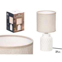 LAMPE TABLE CYLINDRIQUE RAYEE BLANCHE