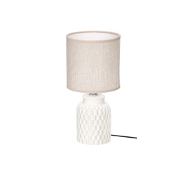 LAMPE TABLE CYLINDRIQUE RAYEE BLANCHE