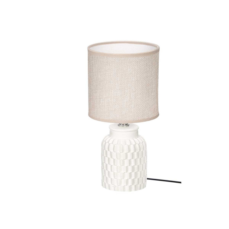 LAMPE TABLE CYLINDRIQUE RAYEE BLANCHE
