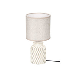 LAMPE A POSER CYLINDRIQUE RAYEE BEIGE