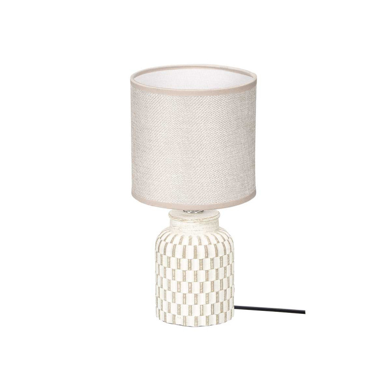 LAMPE A POSER CYLINDRIQUE RAYEE BEIGE