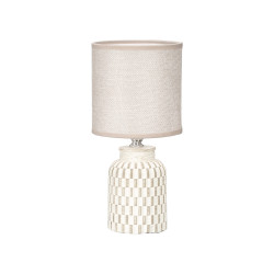 LAMPADA DA TAVOLO CILINDRICA A RIGHE BEIGE
