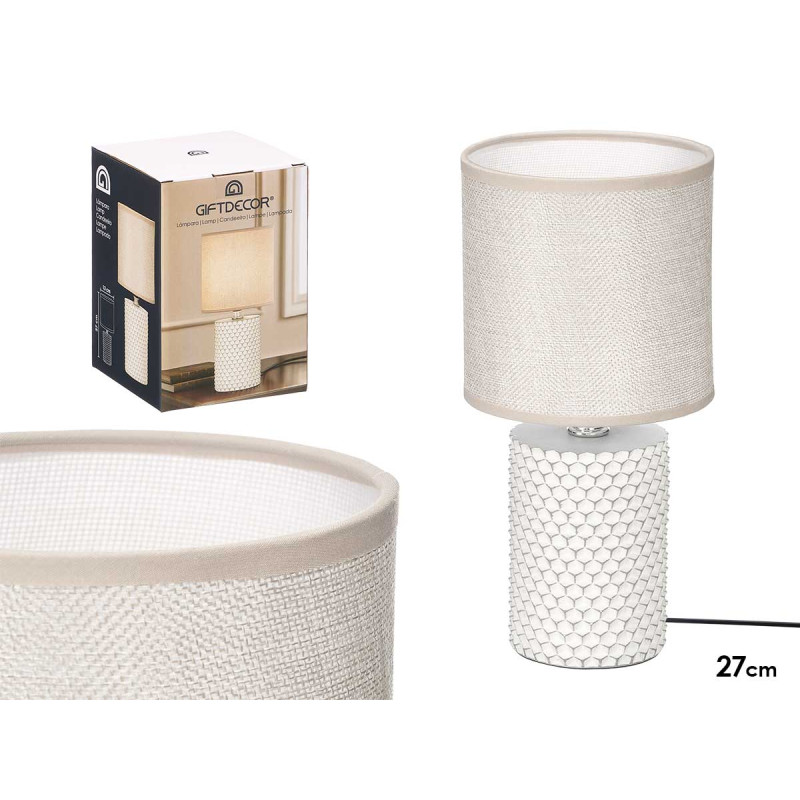LAMPE TABLE A RELIEF CYLINDRIQUE GRIS