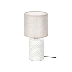 LAMPE TABLE A RELIEF CYLINDRIQUE BLANC