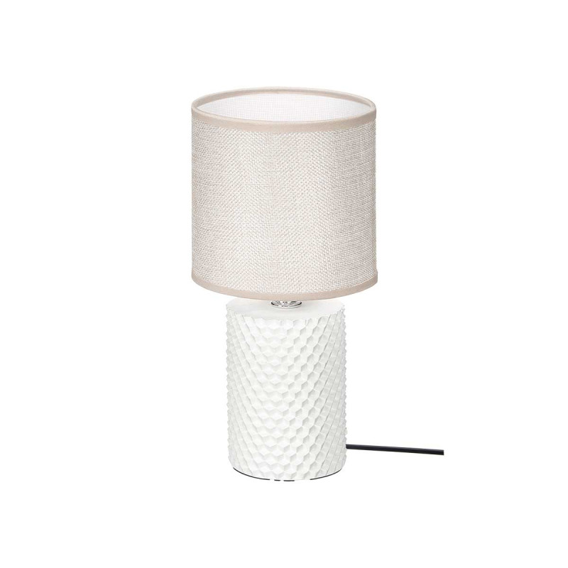 LAMPE TABLE A RELIEF CYLINDRIQUE BLANC