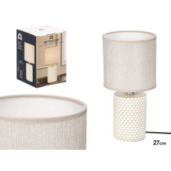 LAMPE TABLE A RELIEF CYLINDRIQUE BEIGE