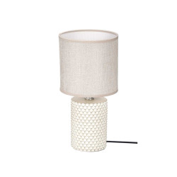 CYLINDRICAL RELIEF TABLE LAMP BEIGE