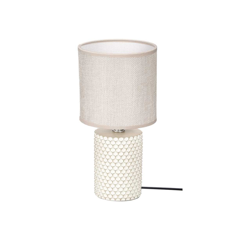 CYLINDRICAL RELIEF TABLE LAMP BEIGE