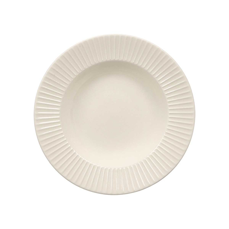 PIATTO FONDO PORCELLANA RIGHE RIALZATE 22CM