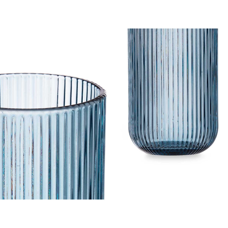 BICCHIERE ALTO 430ML STRISCE BLU SCURO
