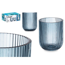 VERRE BAS 270ML BLEU FONCÉ RAYURES