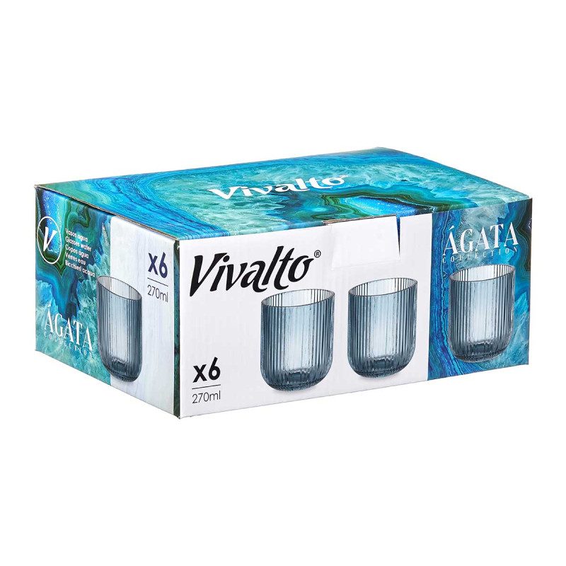 VERRE BAS 270ML BLEU FONCÉ RAYURES