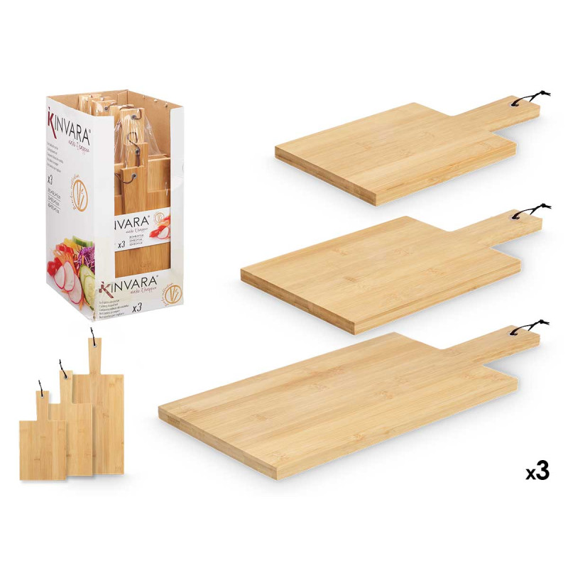 SET 3 CHOPBOARDS BAMBOO HANDLE