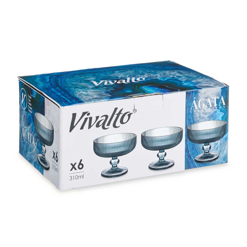 TAÇA GELADO 310ML AZUL ESCURO RISCAS