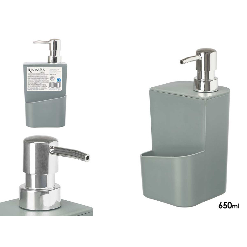 DISPENSEUR PORTE ÉPONGE GRIS 650ML