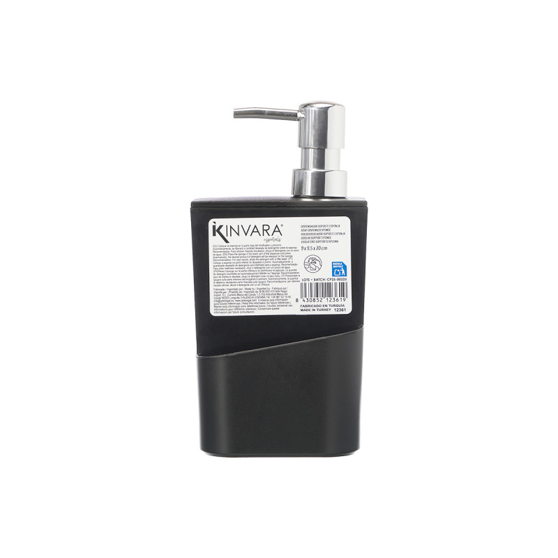 DISPENSADOR SOPORTE ESPONJA NEGRO 650ML