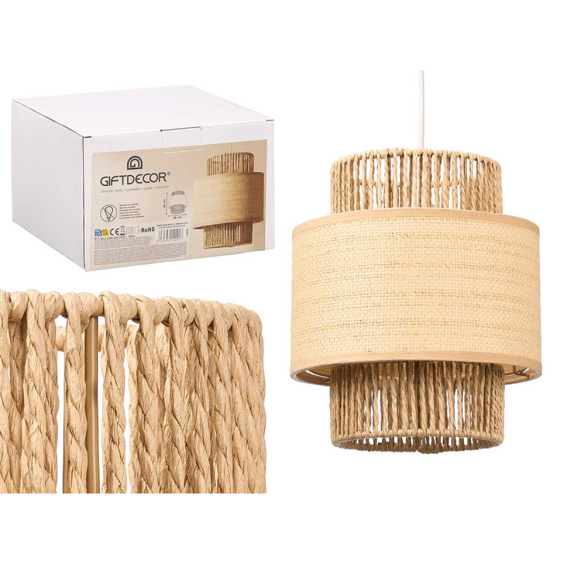 LAMPARA TRIPLE CUERDA MIMBRE MEDIANA