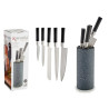 KNIFE BLOCK WHIT 5 KNIFES BLACK HANDLE