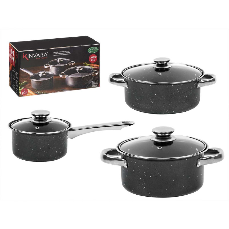 SET PENTOLE 6PZ ACCIAIO AL CARBONIO GRIGIO