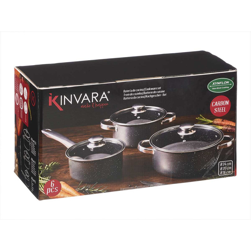 SET PENTOLE 6PZ ACCIAIO AL CARBONIO GRIGIO