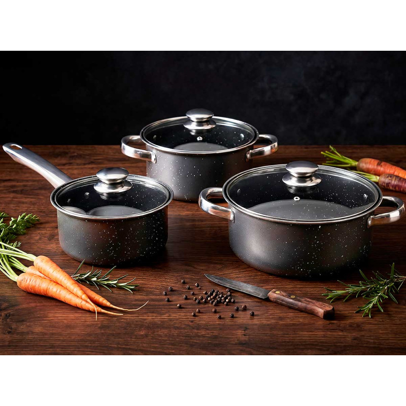 SET PENTOLE 6PZ ACCIAIO AL CARBONIO GRIGIO