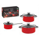 SET PENTOLE 6PZ ACCIAIO AL CARBONIO ROSSO