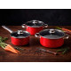 SET PENTOLE 6PZ ACCIAIO AL CARBONIO ROSSO