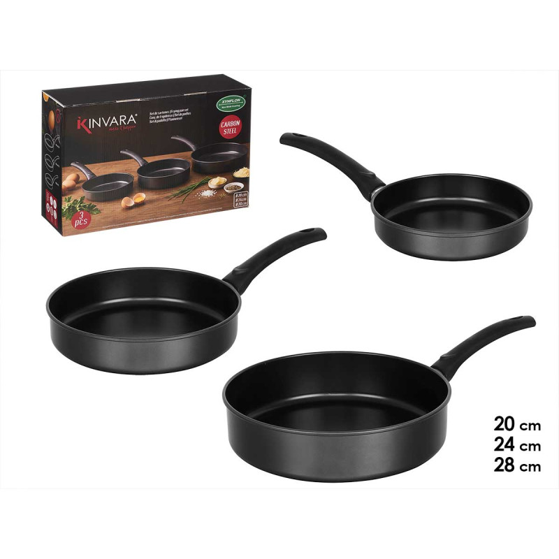 SET 3 PADELLE NERE 20CM 24CM 28CM