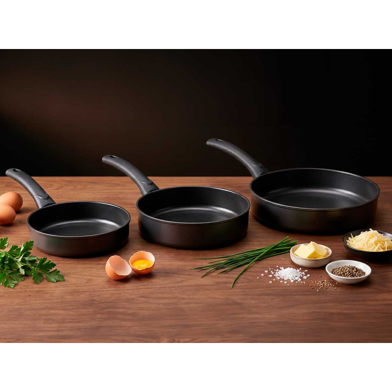 SET 3 PADELLE NERE 20CM 24CM 28CM