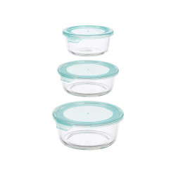 ENSEMBLE 3 BOÎTES REPAS VERRE RONDES 620 950 1300M