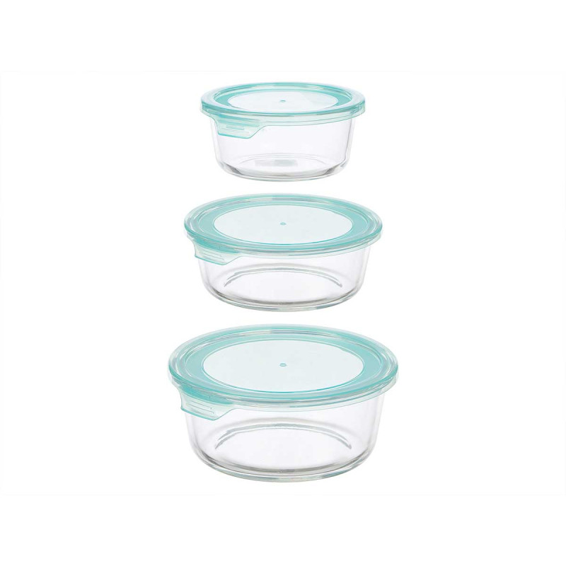 SET 3 FIAMBRERA VIDRIO REDONDA 620 950 1300ML