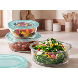 SET 3 FIAMBRERA VIDRIO REDONDA 620 950 1300ML