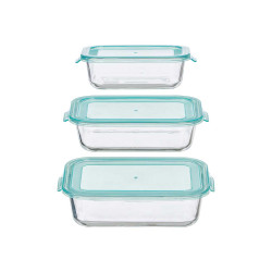 SET 3 FIAMBRERA VIDRIO RECTANGULAR 640 1040 1520ML