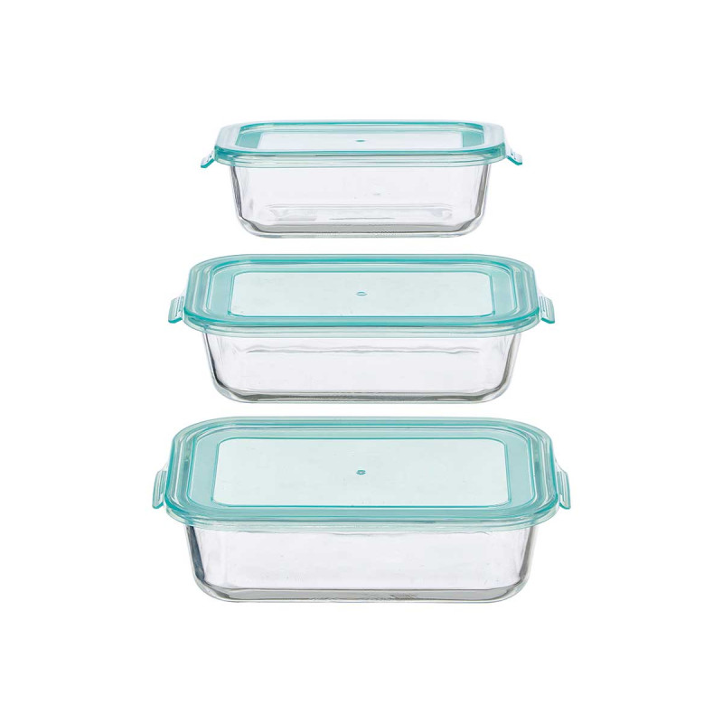 SET 3 FIAMBRERA VIDRIO RECTANGULAR 640 1040 1520ML