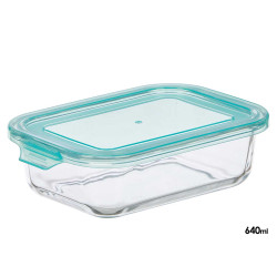 BOÎTE REPAS VERRE RECTANGULAIRE COUVERCLE BLEU 640