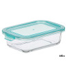 CAIXA ALMOÇO VIDRO RETANGULAR TAMPA AZUL 640ML