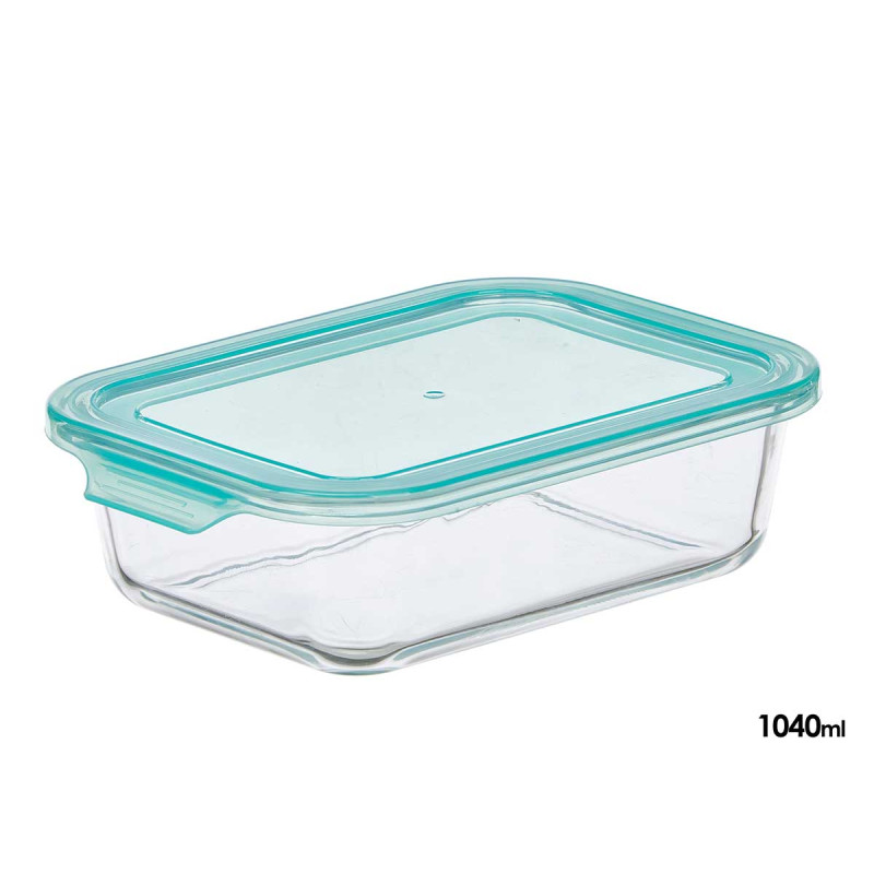 FIAMBRERA VIDRIO RECTANGULAR TAPA AZUL 1040ML