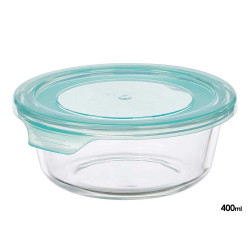 FIAMBRERA VIDRIO REDONDA TAPA AZUL 400ML
