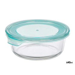 FIAMBRERA VIDRIO REDONDA TAPA AZUL 620ML