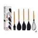SET 5 USTENSILES SILICONE MANCHE BOIS HETRE