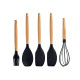 SET 5 USTENSILES SILICONE MANCHE BOIS HETRE