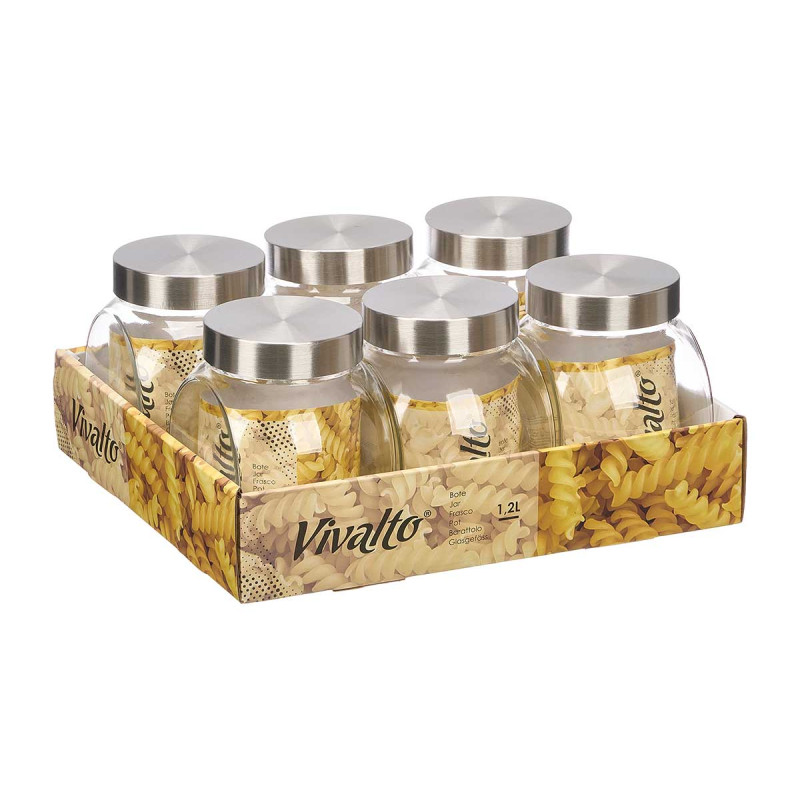 BARATTOLO BISCOTTI VETRO 1,2L TAPPO ACCIAIO