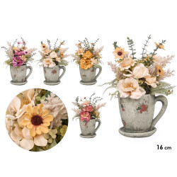 CONJUNTO CHÁVENA PIRES VASO FLORES SORT 4 COR