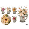 POT TASSE ET SOUCOUPE FLEURS ASSORTIES 4 COUL.