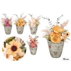 MACETA JARRON SIN ASAS FLORES SURT 4 COL